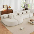 Modular Boucle Floor Couch Set, Modern Compressed Foam Sectional Sofa with Two Chaise Lounge