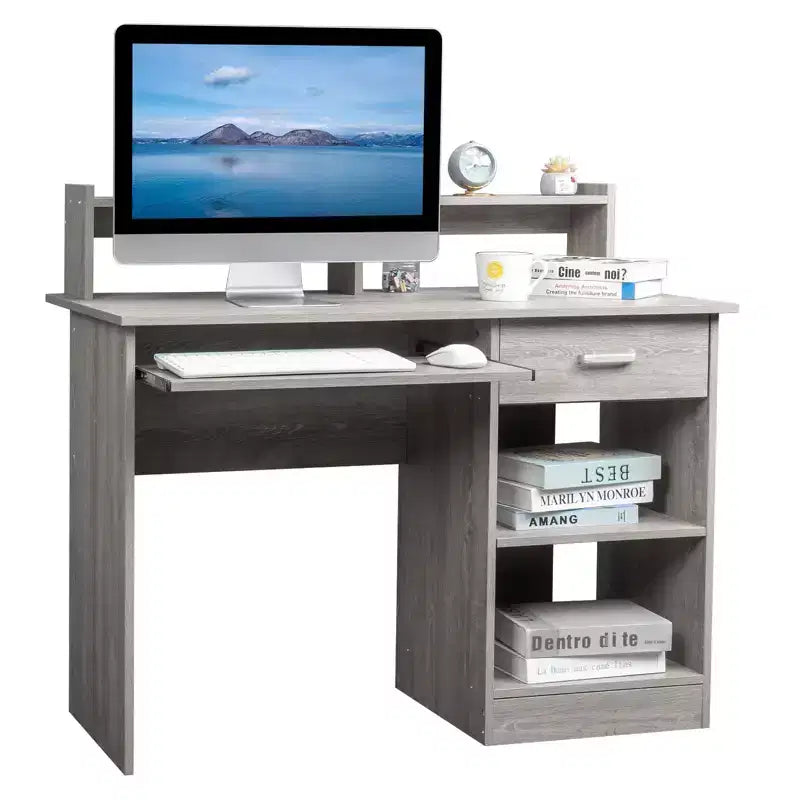 Scrivania moderna grigia per computer, monoposto