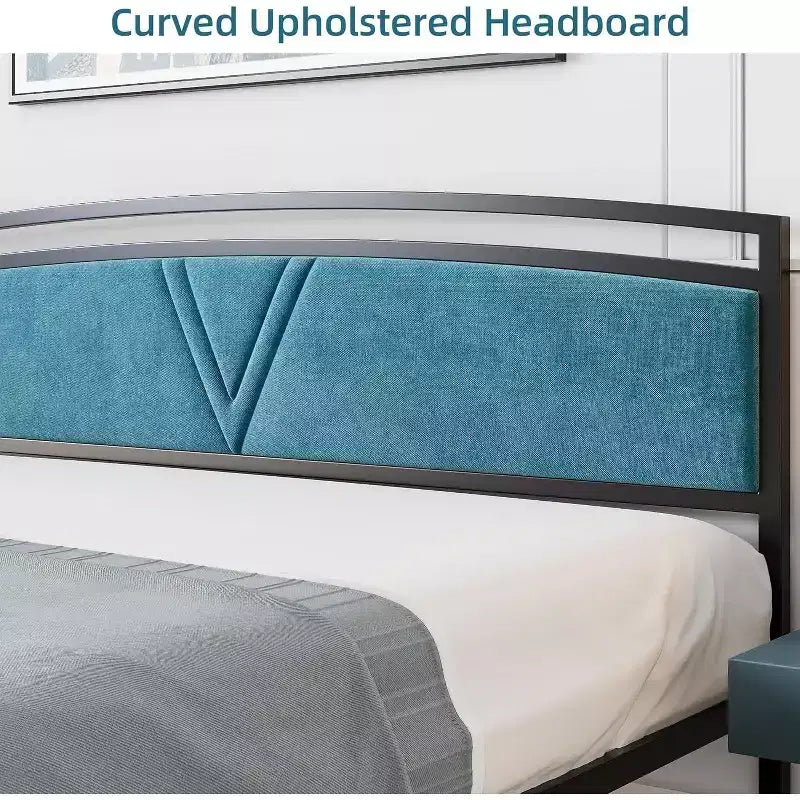 Struttura letto a piattaforma queen curve in velluto grigio, 2 persone