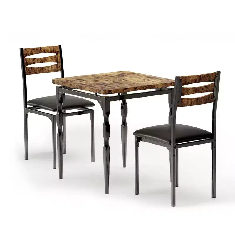 Set da pranzo da 2 pezzi nero/marrone con gambe a spirale