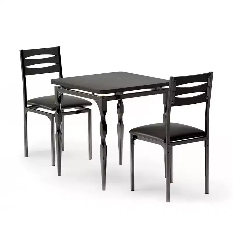 Set da pranzo da 2 pezzi nero/marrone con gambe a spirale