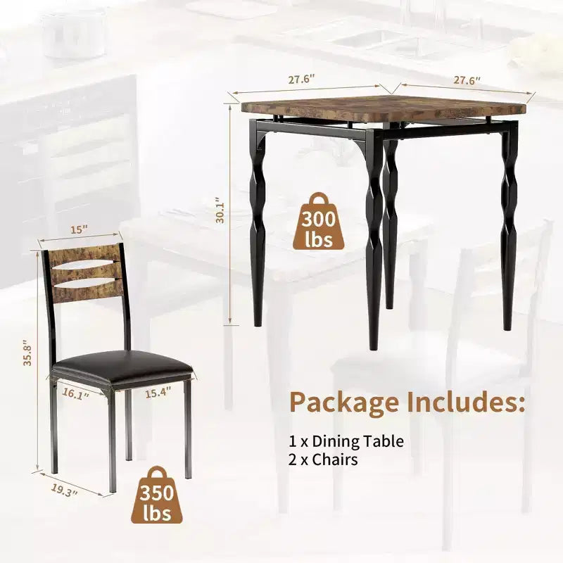 Set da pranzo da 2 pezzi nero/marrone con gambe a spirale