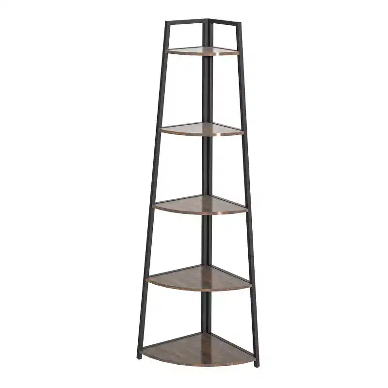Scaffale ad angolo a 5 ripiani, marrone espresso, montaggio da 1 persona, 18,1"×18,1"×70"