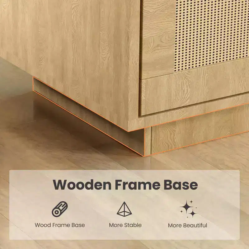 Libreria a 5 Ripiani con Ante in Rattan – Nero/Legno, Aperta e Chiusa, Montaggio in 1 Persona
