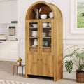 71 Inch Tall Arched Cabinet - Arched Kitchen Pantry Cabinet with Hidden Drawer, Adjustable Shelves, Display Storage for Living Room, Dining Room