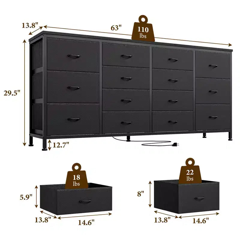 Mobile TV con cassetti in tessuto da 141 cm e 14 cassetti – Rosa / Tigrato / Pelle bianca – Adatto a TV fino a 190 cm – 1 Persona