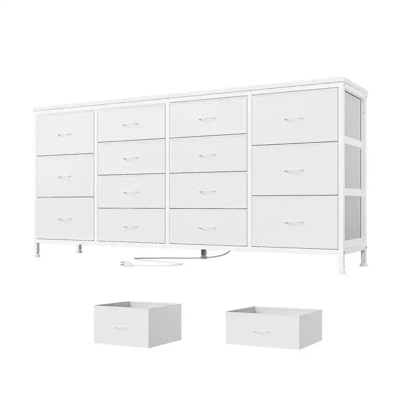 Mobile TV con cassetti in tessuto da 141 cm e 14 cassetti – Rosa / Tigrato / Pelle bianca – Adatto a TV fino a 190 cm – 1 Persona