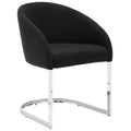 Bekrvio Boucle Dining Chairs with Barrel Back - Mid Century Modern Accent Arm Chairs with Chrome U-Shaped Base -Kitchen/Living Room