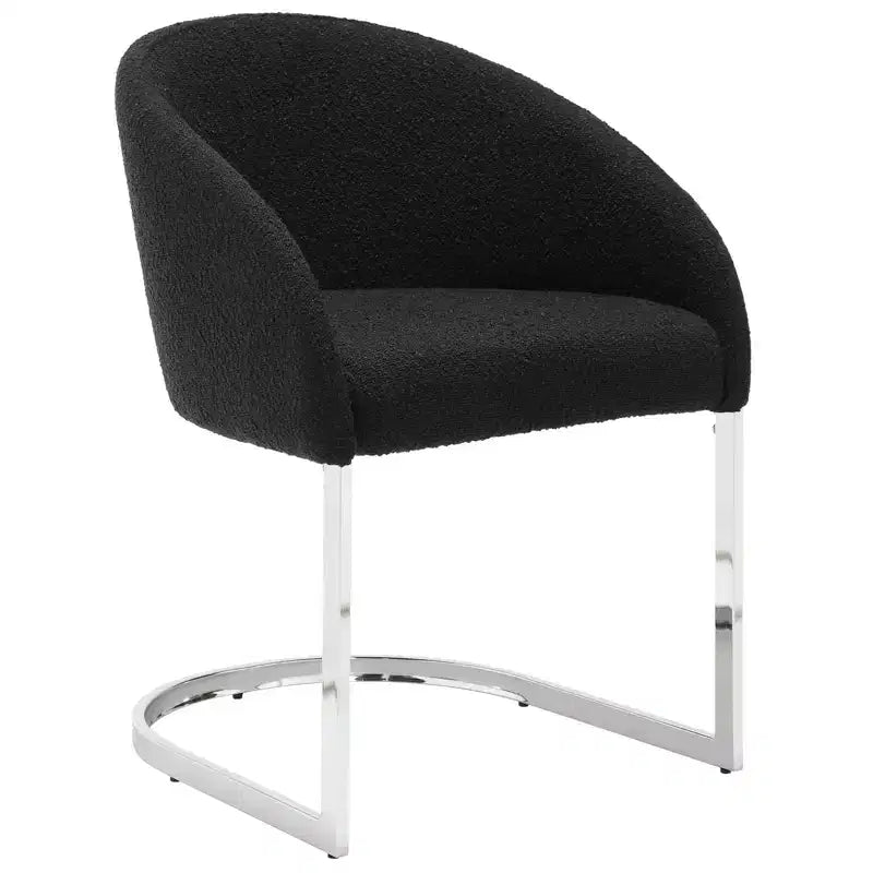Bekrvio Boucle Dining Chairs with Barrel Back - Mid Century Modern Accent Arm Chairs with Chrome U-Shaped Base -Kitchen/Living Room
