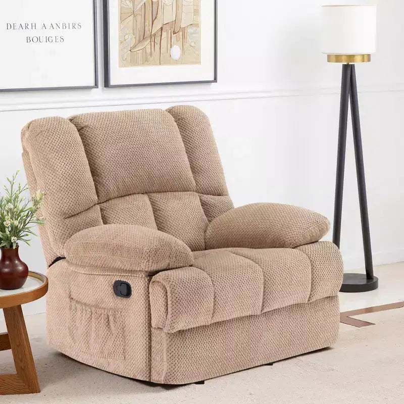 MAYEERTY Camel Oversized Rocking Recliner Chair For Adults Living Room