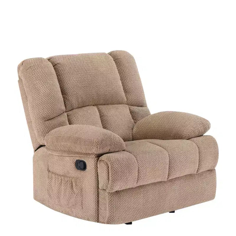 Poltrona reclinabile a dondolo oversize color cammello, monoposto