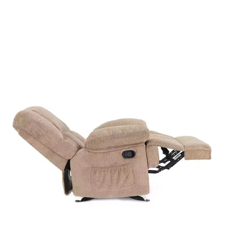 Poltrona reclinabile a dondolo oversize color cammello, monoposto