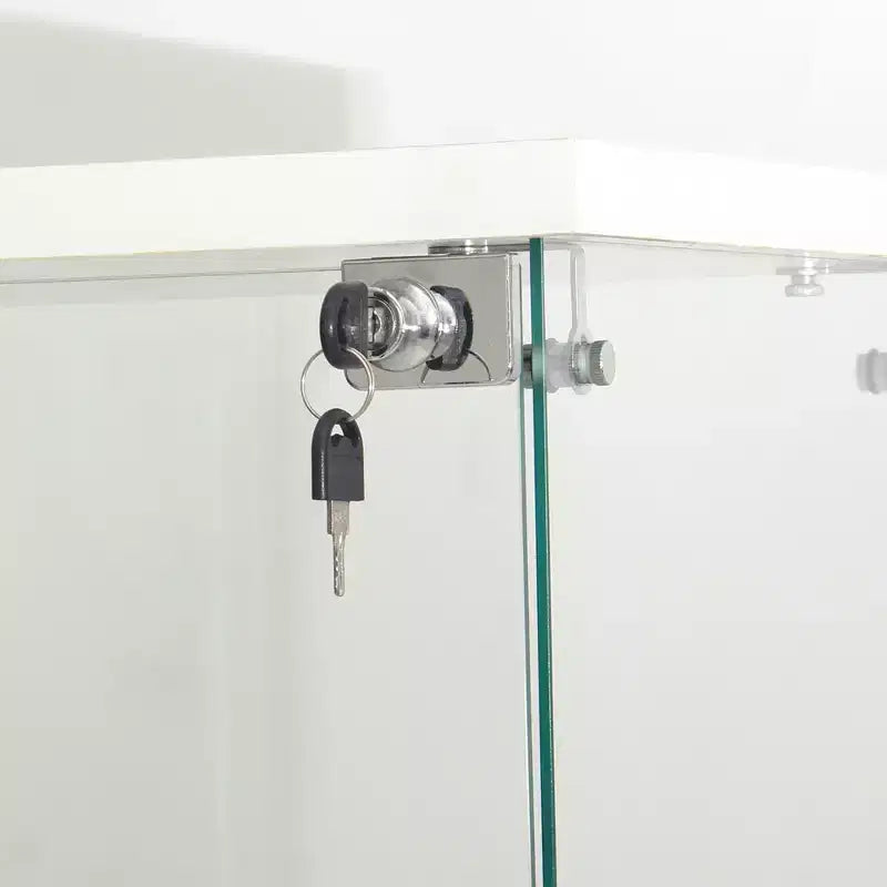 Vetrina in vetro con LED bianchi, 4 ripiani, a colonna, montaggio a 1 persona