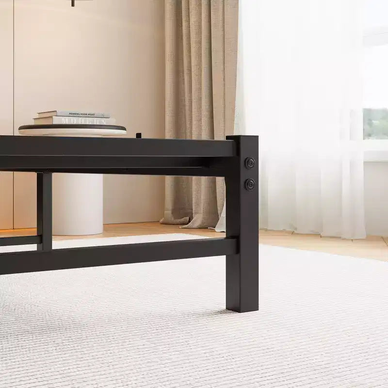 Struttura Letto a Piattaforma Matrimoniale in Metallo con Testiera RGB, Prese Elettriche e Ripiano Portaoggetti, 1 Persona