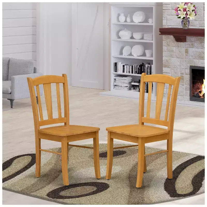HomeStock Belmont 2 Sedie da pranzo, sedile in legno, 17 L x 17 P x 36 A, finitura Chic Oak, puro legno asiatico