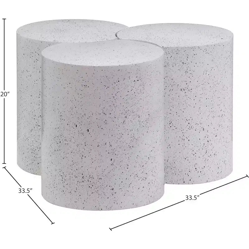 Tavolino modulare esagonale in terrazzo nero / tortora / bianco (collegabile, 1 pezzo)