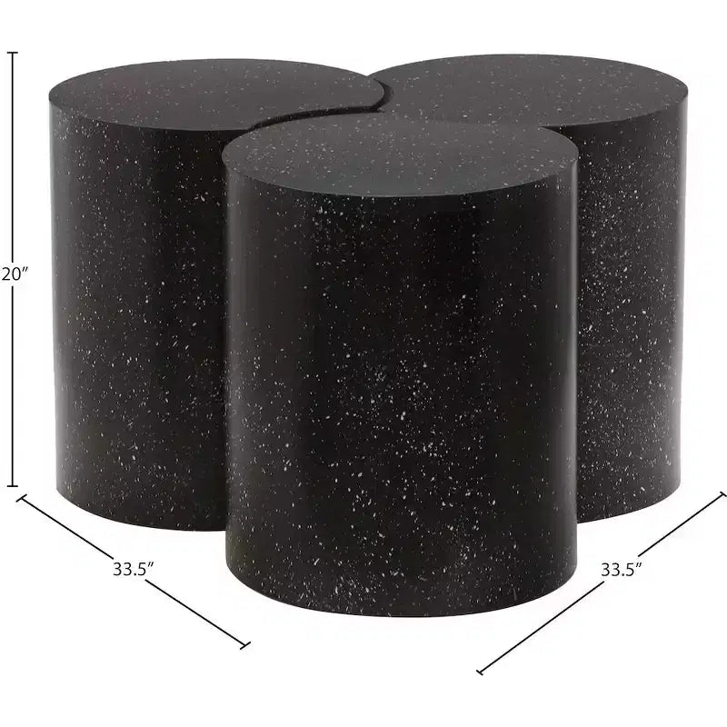Tavolino modulare esagonale in terrazzo nero / tortora / bianco (collegabile, 1 pezzo)