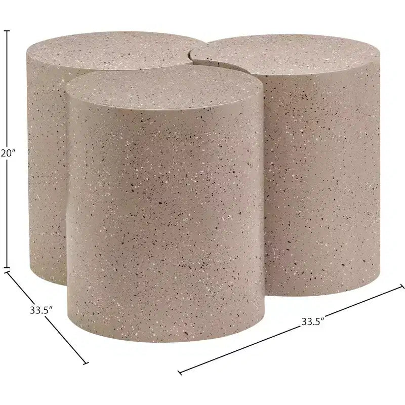 Tavolino modulare esagonale in terrazzo nero / tortora / bianco (collegabile, 1 pezzo)
