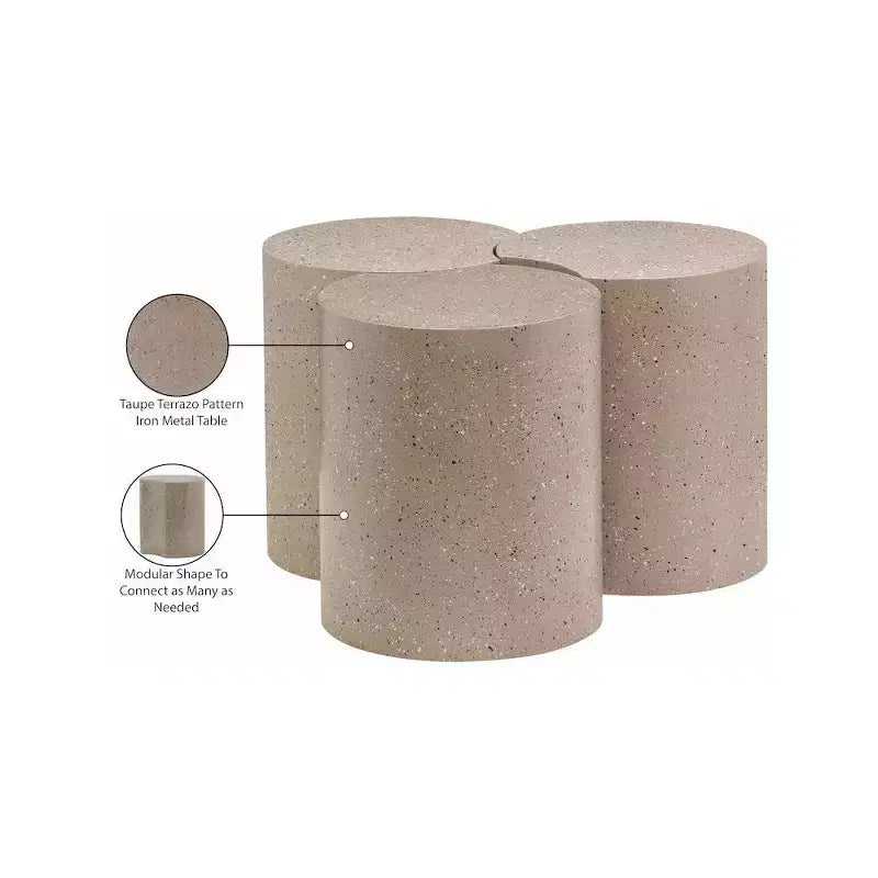Tavolino modulare esagonale in terrazzo nero / tortora / bianco (collegabile, 1 pezzo)