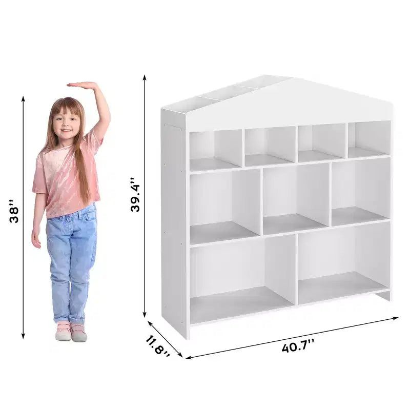 Organizzatore portagiochi a 9 scomparti in legno/bianco per 1+ utenti
