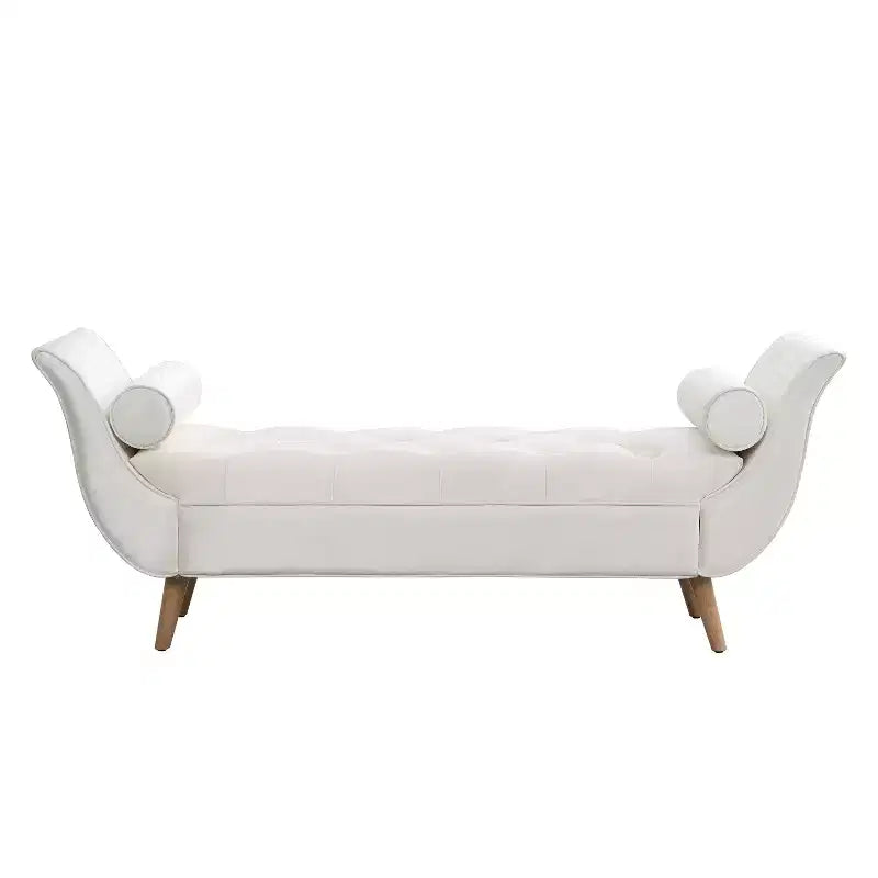 Panca imbottita in velluto e tessuto moderno di metà secolo, beige/blu/rosa/viola, con 2 cuscini, 1 posto