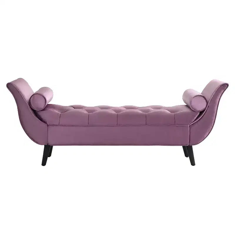 Panca imbottita in velluto e tessuto moderno di metà secolo, beige/blu/rosa/viola, con 2 cuscini, 1 posto