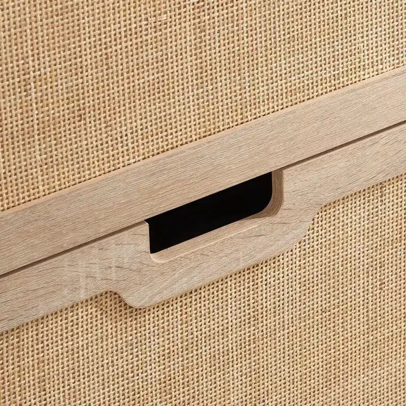 Scarpiera in Rattan Nero/Quercia a 2 ante con cassetto, capacità 12 paia