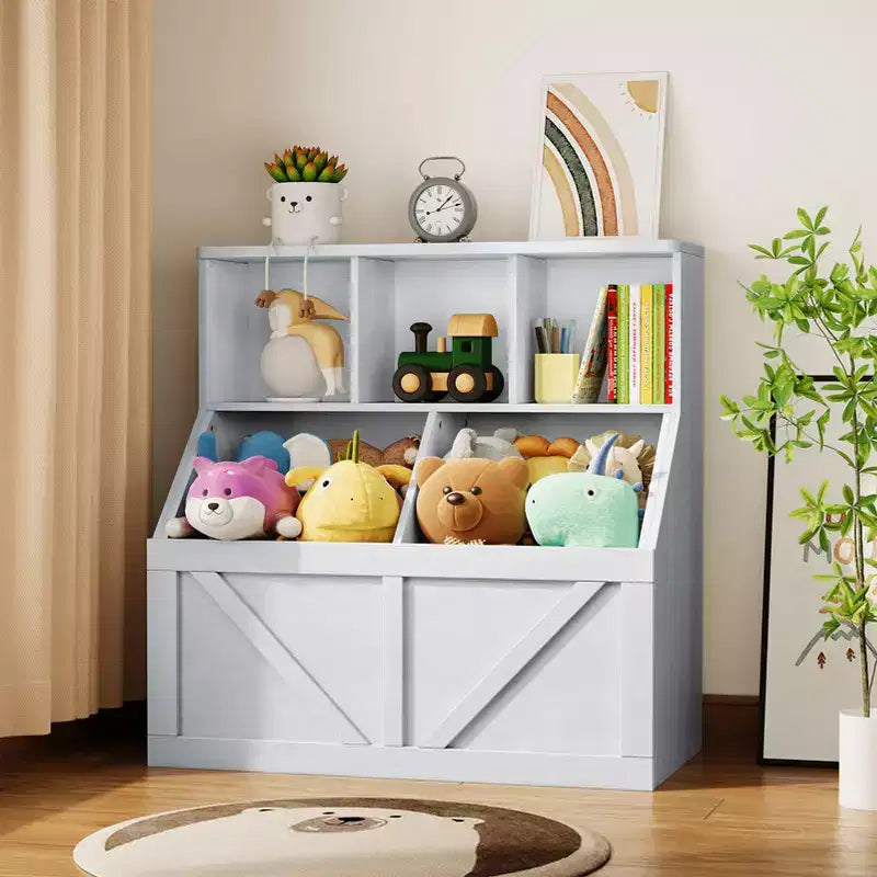 COZONY Kids Bookshelf & Toy Storage Organizer with Cabinet and Shelves, Toddler Bookcase for Playroom, Bedroom, Nursery & Easy Assembly