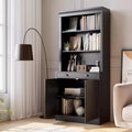 Acekool Modern Bookcase with Louvered Doors, Adjustable Shelves, Drawer & Cabinet, Safety Anti-Tip