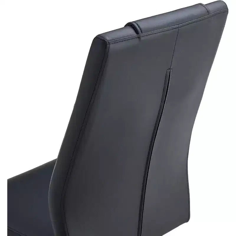 Sedie da pranzo alte in similpelle nera, set da 4