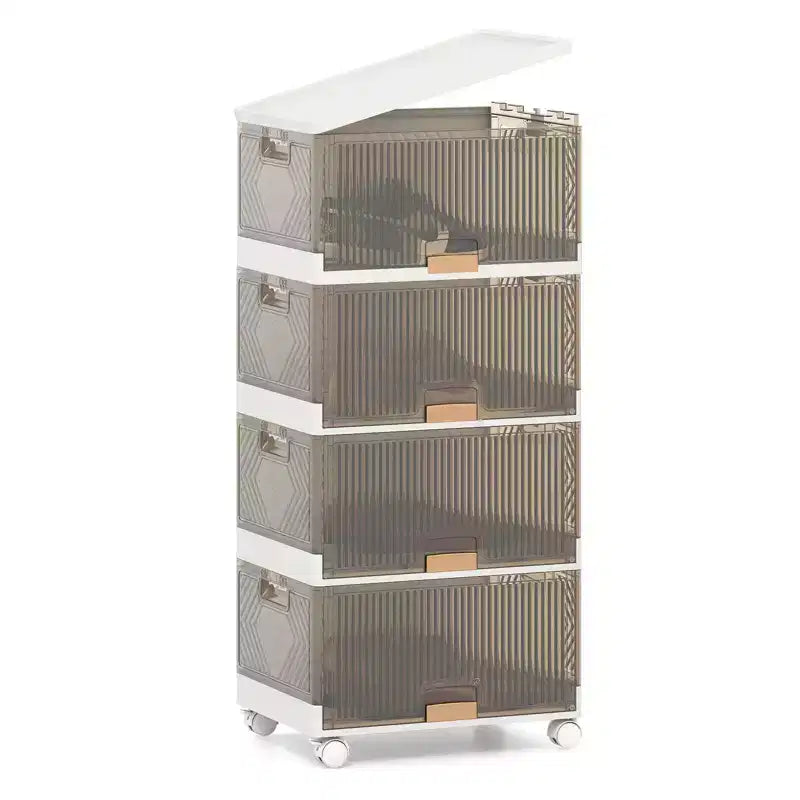 Costway 4-Cube Stackable Storage Bins with Detachable Wheels 18 Gal Large Organizer