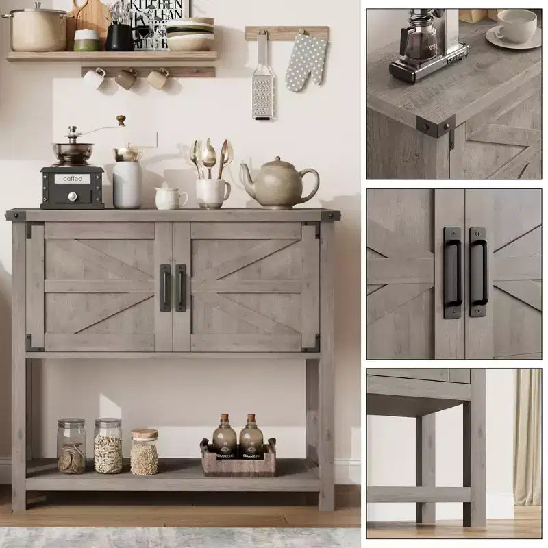 Tavolo console rustico, grigio/bianco, normale/con cassetto, 1 pezzo