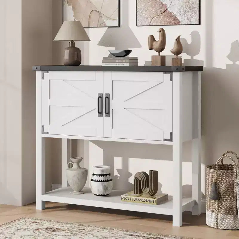 Tavolo console rustico, grigio/bianco, normale/con cassetto, 1 pezzo