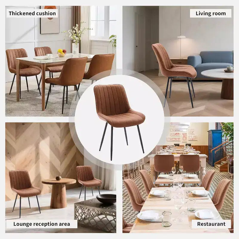 Sedie da pranzo in similpelle mid-century nere/marrone, set da 2