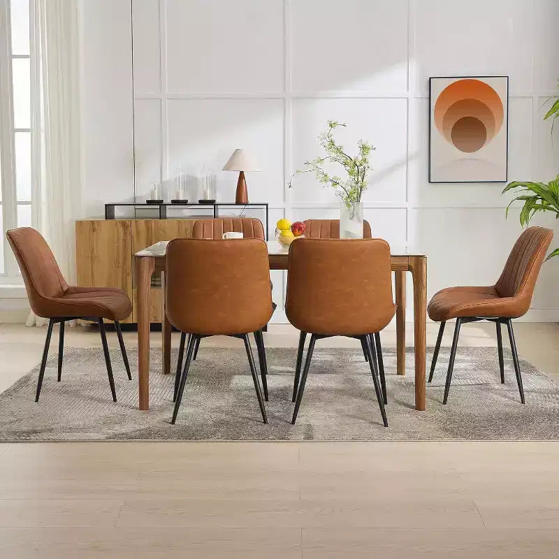 Sedie da pranzo in similpelle mid-century nere/marrone, set da 2