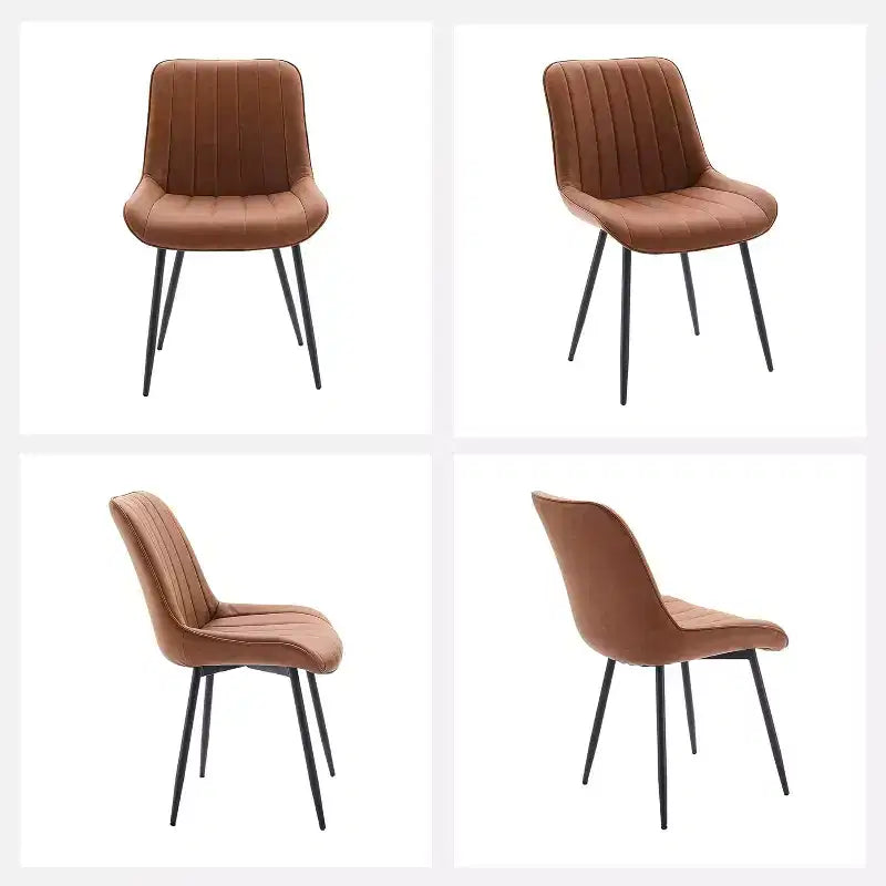 Sedie da pranzo in similpelle mid-century nere/marrone, set da 2