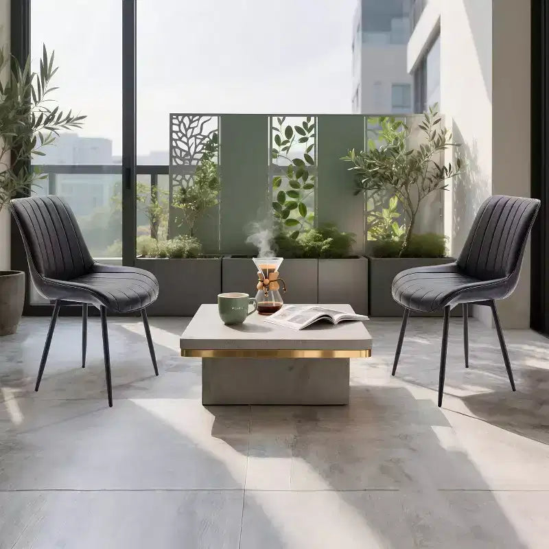 Sedie da pranzo in similpelle mid-century nere/marrone, set da 2