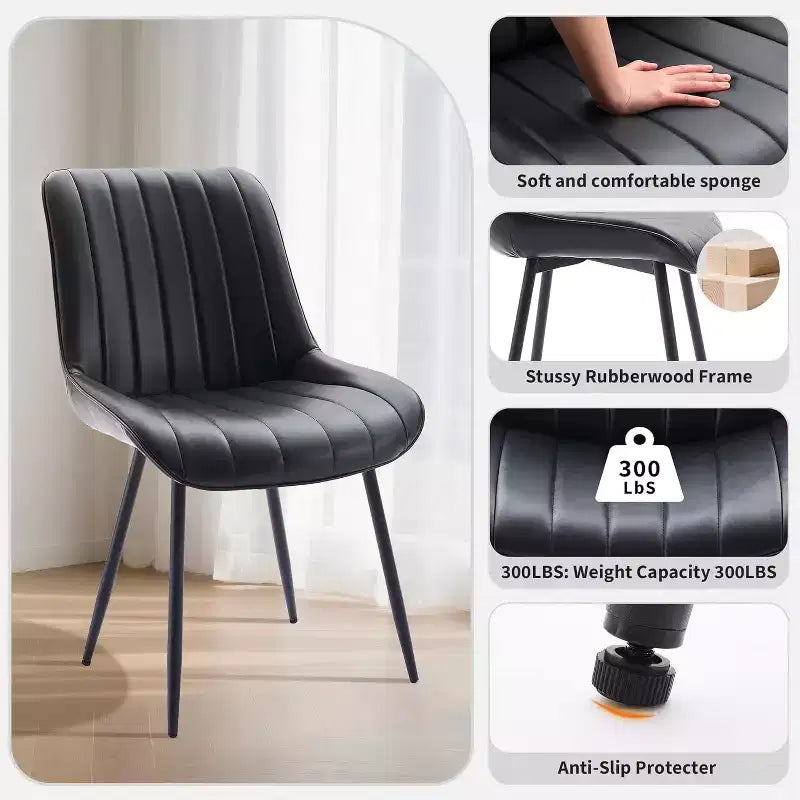 Sedie da pranzo in similpelle mid-century nere/marrone, set da 2