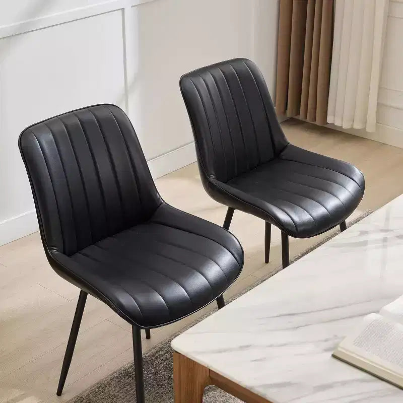 Sedie da pranzo in similpelle mid-century nere/marrone, set da 2