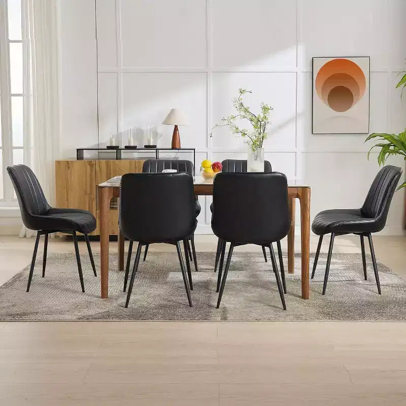Sedie da pranzo in similpelle mid-century nere/marrone, set da 2