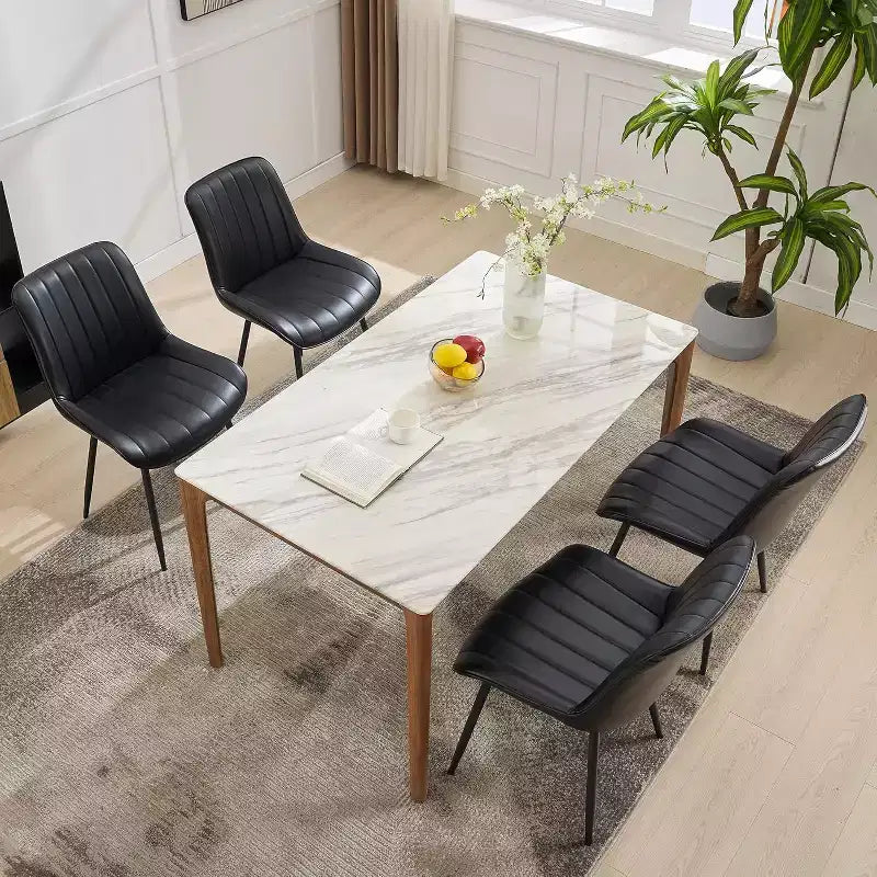 Sedie da pranzo in similpelle mid-century nere/marrone, set da 2