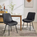 COZONY Set of 2 Faux Leather Dining Chairs, Mid Century Modern Upholstered Side Chairs with Metal Legs for Kitchen and Living Room
