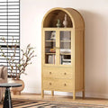 Arched Pantry Cabinet, 71 Tall Freestanding Food Storage Cabinet with 2 Large Drawers, Versatile Cupboard for Dining Room, Natural
