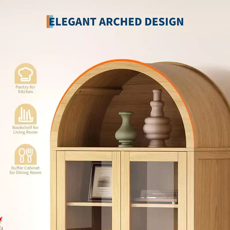 Dispensa ad arco in legno naturale, 2 cassetti, per 1 persona, indipendente