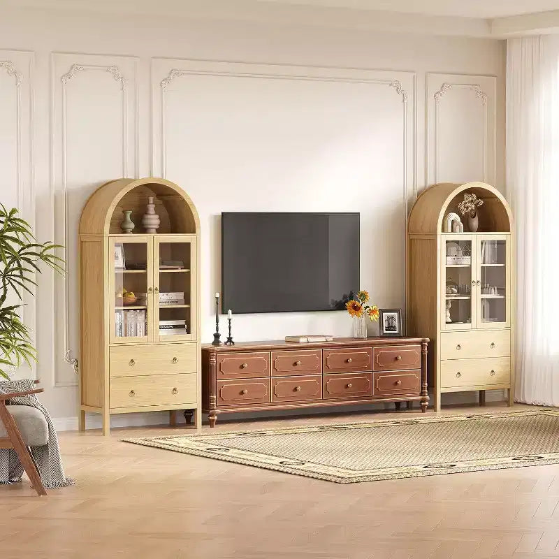 Dispensa ad arco in legno naturale, 2 cassetti, per 1 persona, indipendente