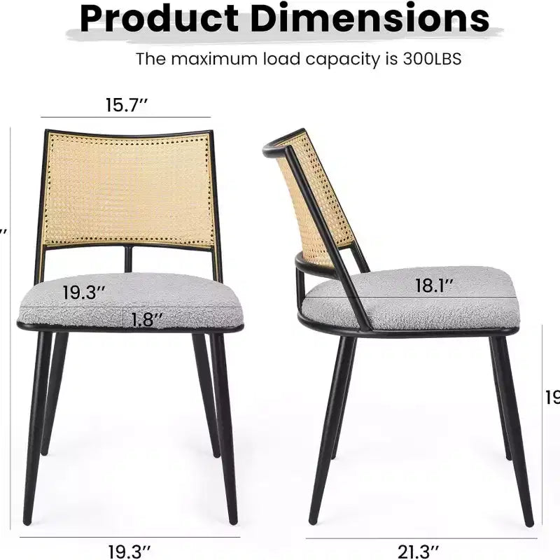 Sgabelli da bar imbottiti in velluto blu / grigio scuro / grigio / bianco con schienale in rattan, senza braccioli, set da 2
