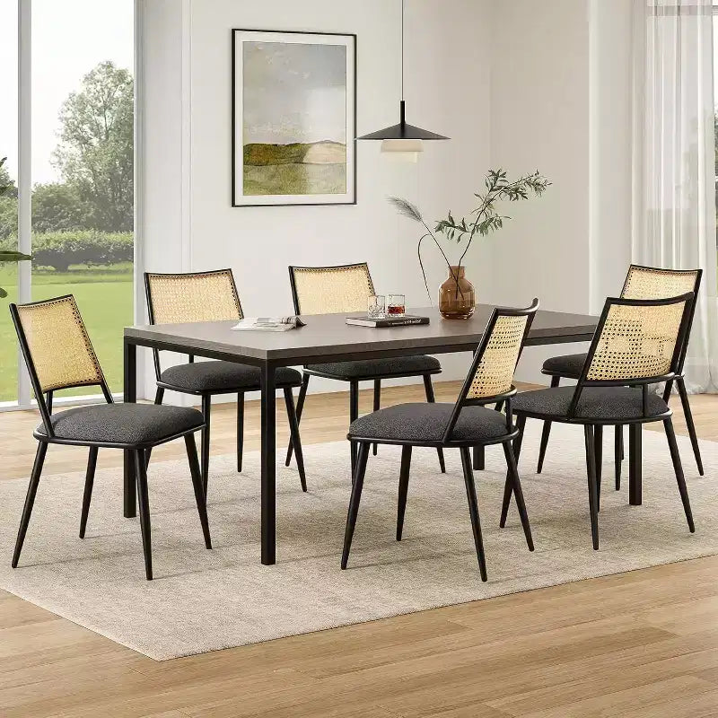 Sgabelli da bar imbottiti in velluto blu / grigio scuro / grigio / bianco con schienale in rattan, senza braccioli, set da 2