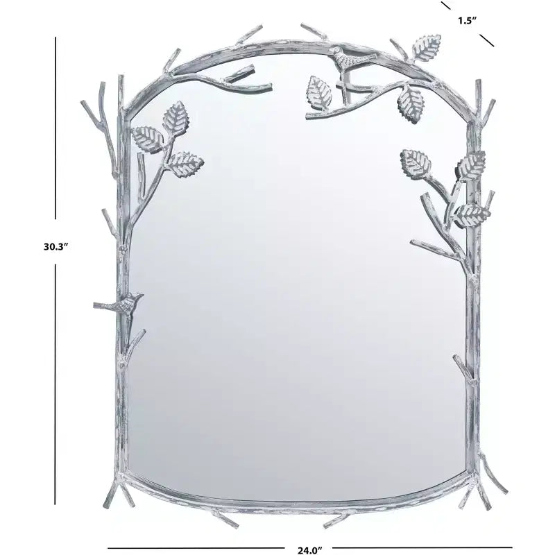Specchio da parete con cornice argentata, 24" x 30.3", singolo