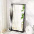 Specchio da terra reclinabile con cornice nera, rettangolare, 1 persona, 66 x 122 cm