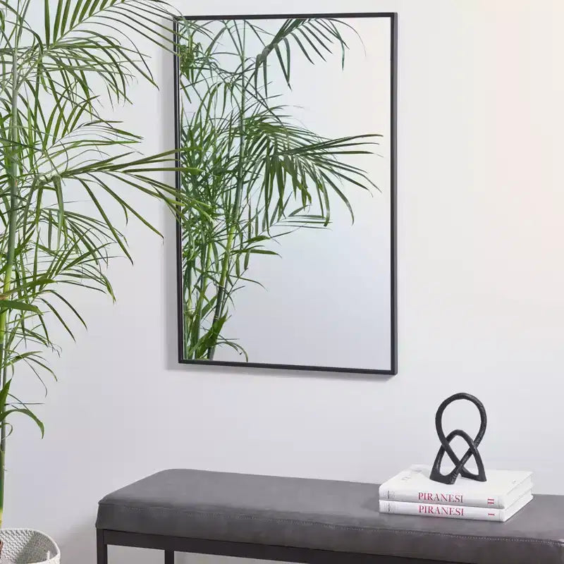 Specchio da parete rettangolare con cornice nera, singolo, 24x36